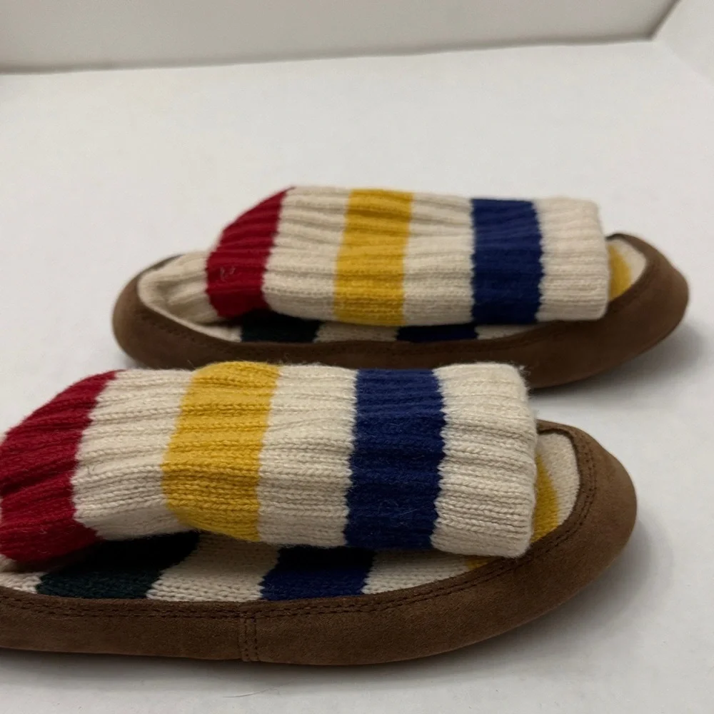 L.L. Bean Kids Striped Slippers with Brown Soles